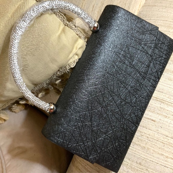 Evening Bag BLACK  🩷SPARKLING CRYSTAL JEWELED HANDLE NWOT HANDBAG ⭐️RETRO VIBE - Picture 12 of 12